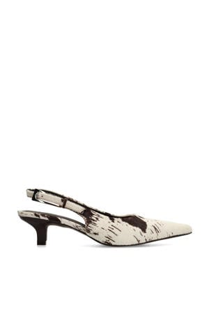 slingback loafers met koeienprint ecru/bruin