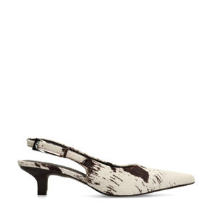 slingback loafers met koeienprint ecru/bruin