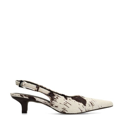 Sacha slingback loafers met koeienprint ecru/bruin afbeelding