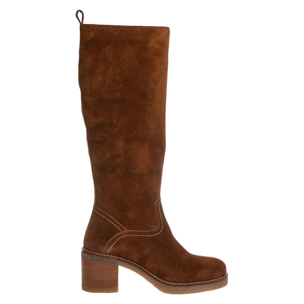 Cognackleurige dames Copenhagen Shoes Moves and Me suède hoge laarzen met ritssluiting