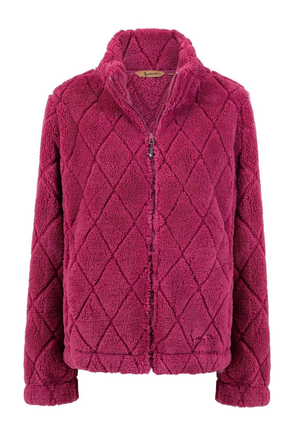 Roze dames Life-Line fleece vest Maya met lange mouwen, opstaande kraag en ritssluiting