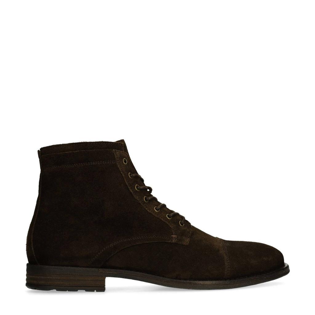Donkerblauwe heren Manfield leren veterboots van suede