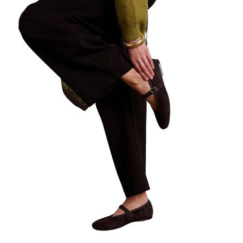 Manfield suède ballerina’s donkerbruin