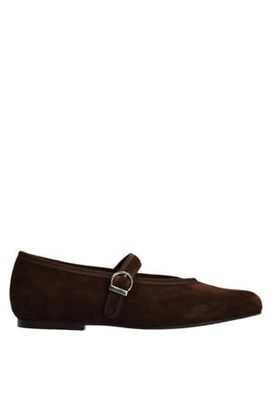 suède ballerina's donkerbruin