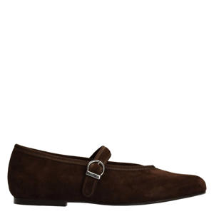 suède ballerina's donkerbruin