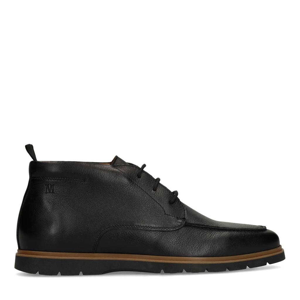 Zwarte heren Manfield leren veterschoenen