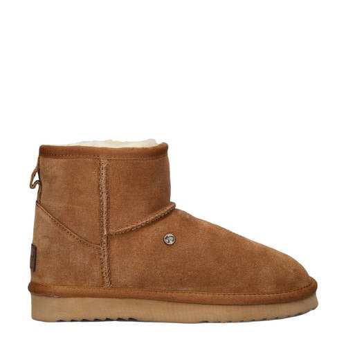 Warmbat Australia Wallaby gevoerde suède enkelboots cognac afbeelding