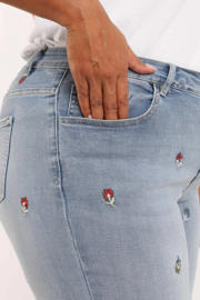 thumbnail: Paprika gebloemde slim fit jeans medium blue denim