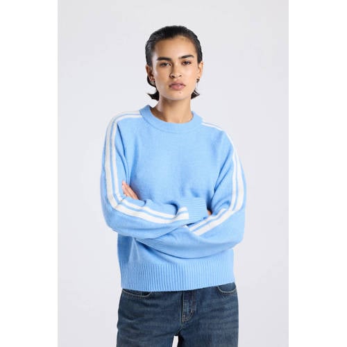 America Today gestreepte pullover lichtblauw afbeelding