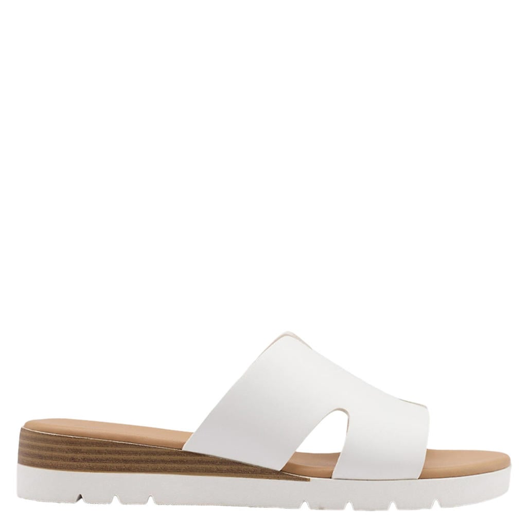 Witte dames Graceland slippers van synthetisch/imitatie leer/rubber