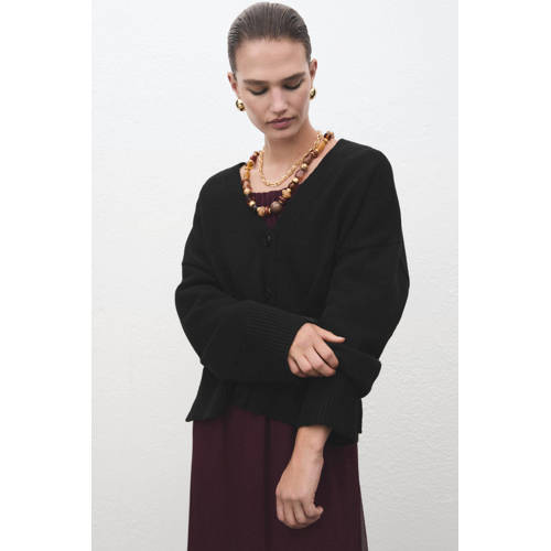 Mango gebreid vest met wol zwart afbeelding