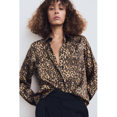 Mango blouse met panterprint bruin afbeelding