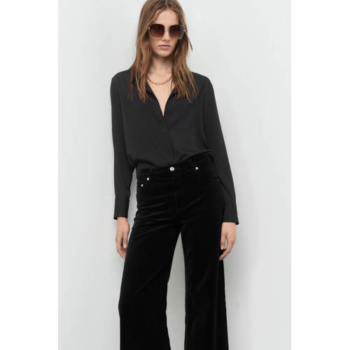 Mango high waist wide leg jeans black denim afbeelding
