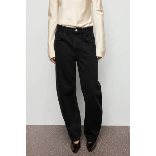 Mango high waist barrel jeans black denim afbeelding