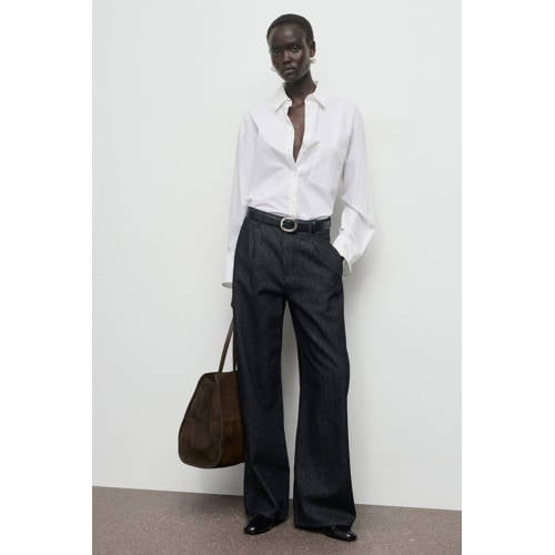 Mango high waist broek dark blue denim afbeelding