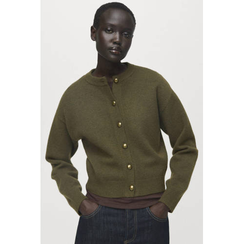 Mango gebreid vest kaki afbeelding