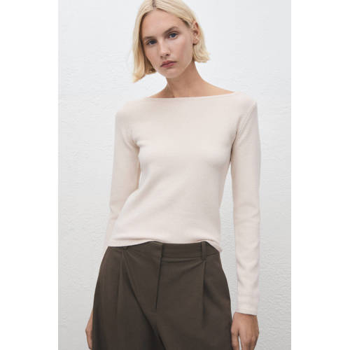 Mango trui beige fijn gebreid afbeelding