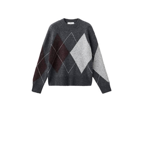 Mango geruit pullover grijs afbeelding