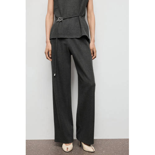 Mango baggy high waist broek grijs melange afbeelding