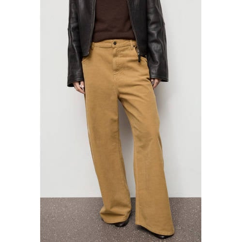 Mango low waist wide leg jeans bruin afbeelding