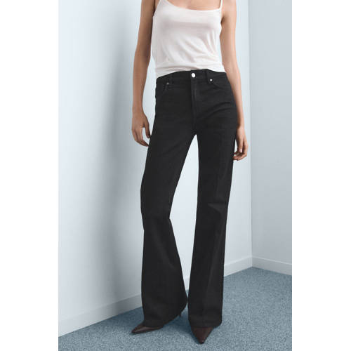 Mango flared jeans black denim afbeelding
