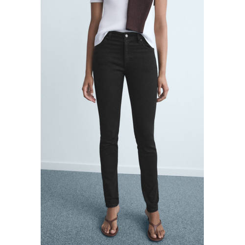 Mango high waist skinny jeans black denim afbeelding