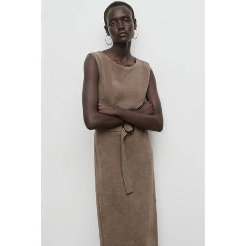 Mango midi jurk taupe afbeelding
