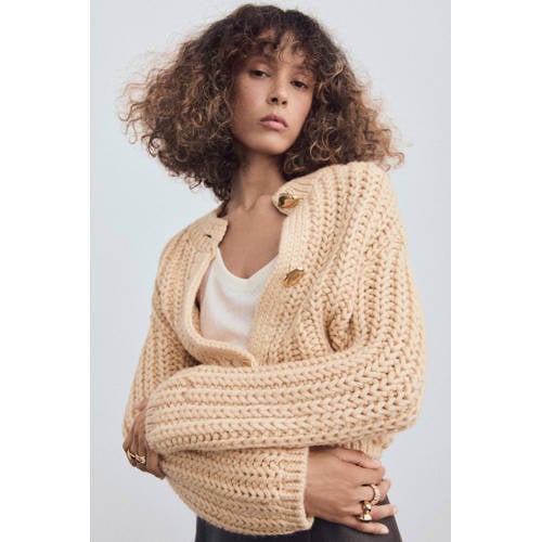 Mango gebreid vest beige afbeelding