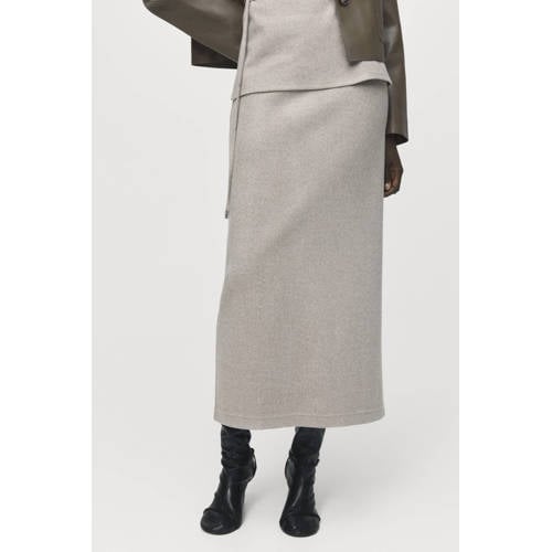 Mango midi rok beige afbeelding