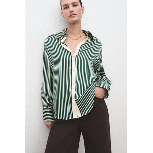 Mango gestreepte blouse groen afbeelding