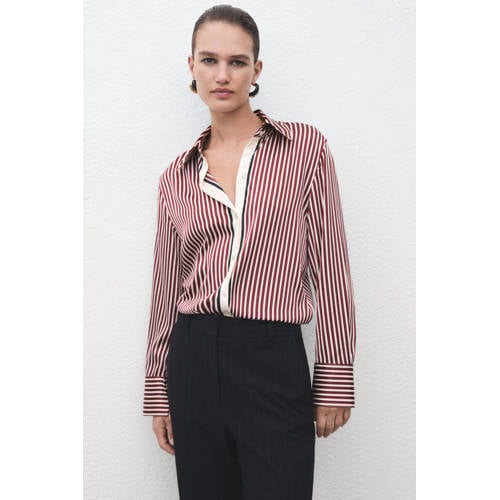 Mango gestreepte blouse rood afbeelding