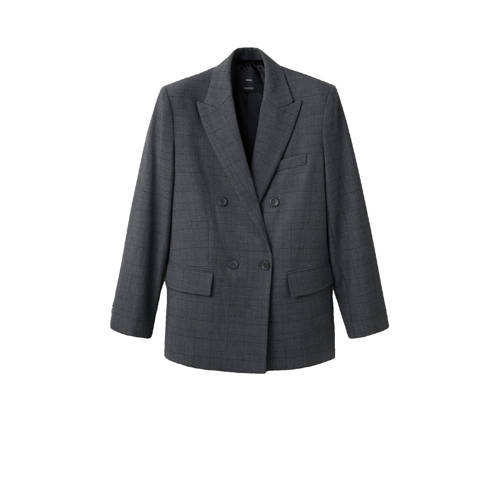 Mango geruit regular blazer grijs afbeelding