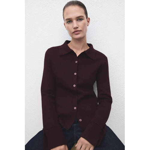 Mango gebreid vest donkerrood afbeelding