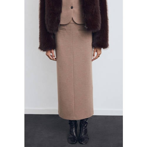 Mango kokerrok beige afbeelding