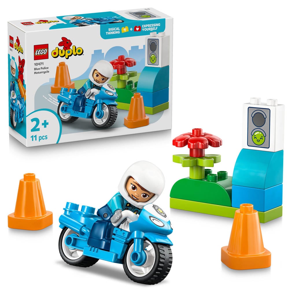 LEGO DUPLO Town Blauwe Politiemotor Speelgoed voor Kinderen 10471