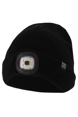 thermo muts met ledlampje zwart