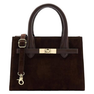 suède mini handtas donkerbruin