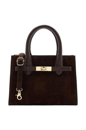 suède mini handtas donkerbruin