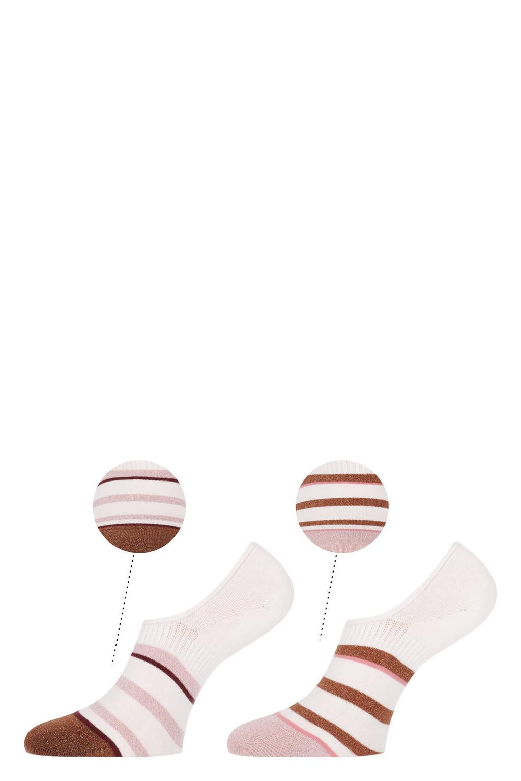 Marcmarcs no-show sneakersokken Bo - ecru/roze (set van 2)