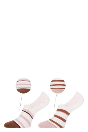 no-show sneakersokken Bo - ecru/roze (set van 2)