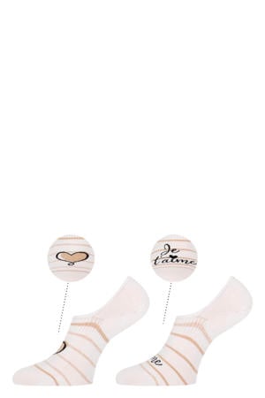 no-show sneakersokken Bibi - wit/beige (set van 2)