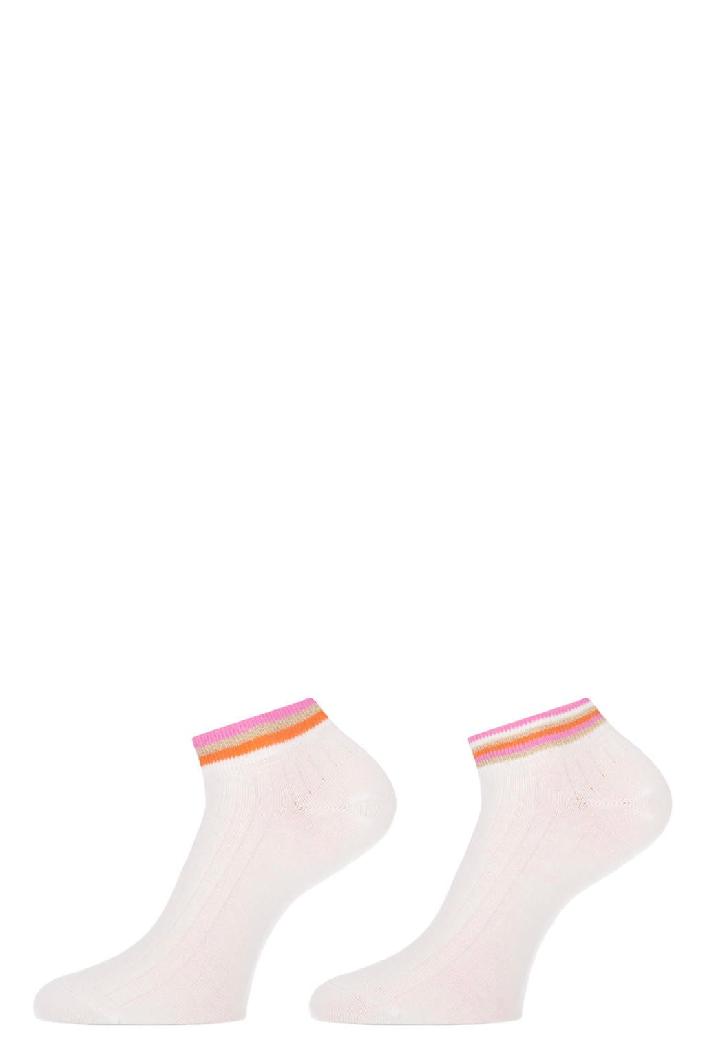 Marcmarcs sneakersokken Felice - wit/oranje (set van 2)