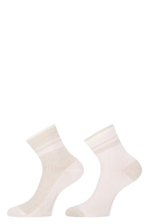 sokken Venna met glitters - set van 2 ecru/goudkleurig