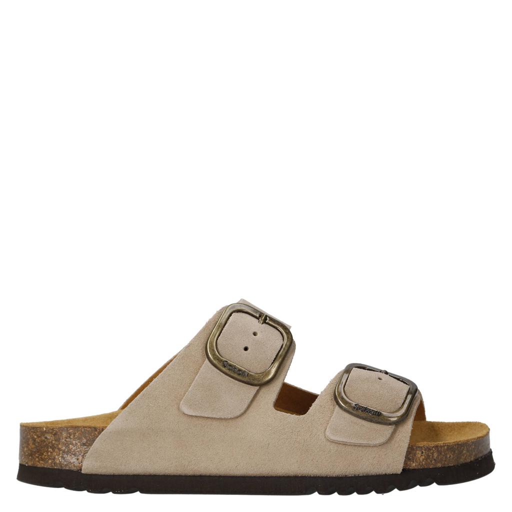 Taupe dames Scholl Noelle suède slippers met gesp