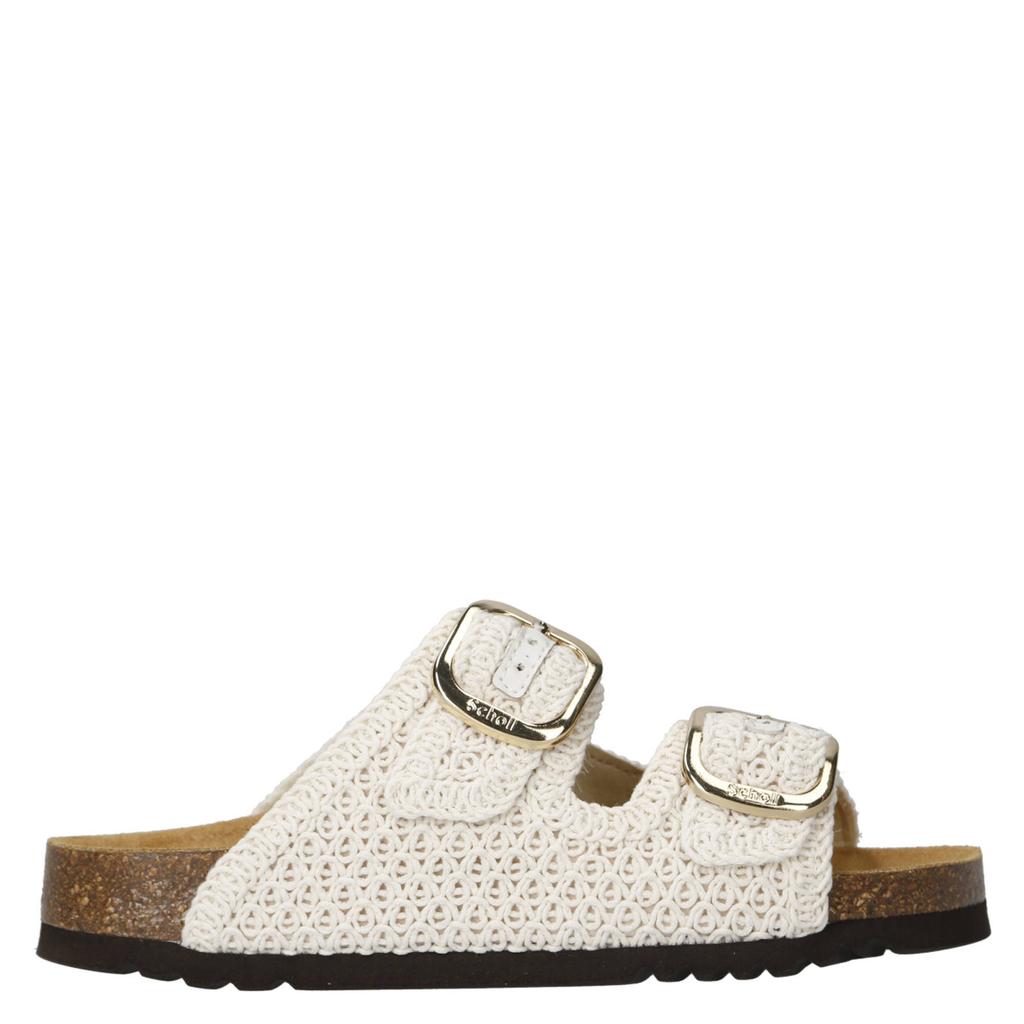 Ecru dames Scholl Noelle slippers van textiel met gesp