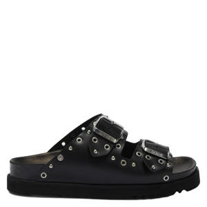Beatriz Ring leren slippers zwart