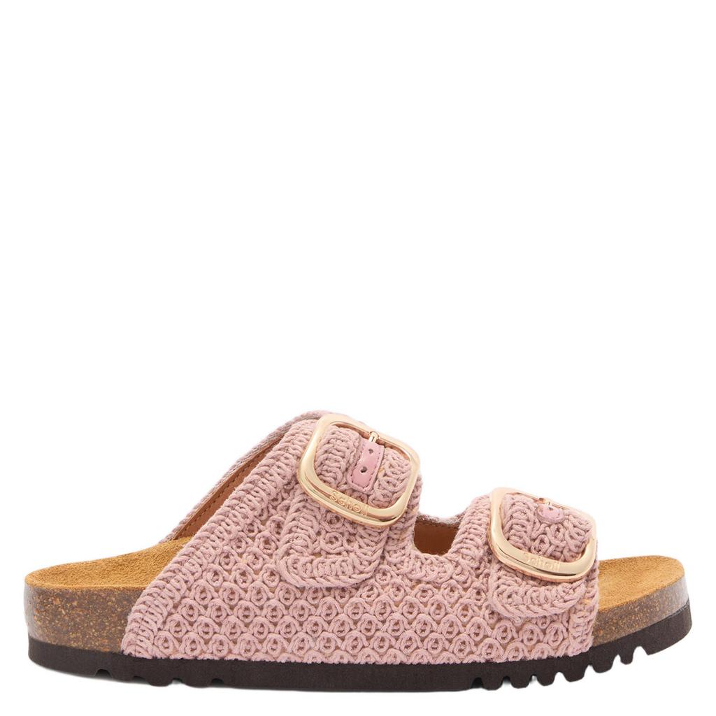 Lichtroze dames Scholl Noelle slippers van textiel met gesp