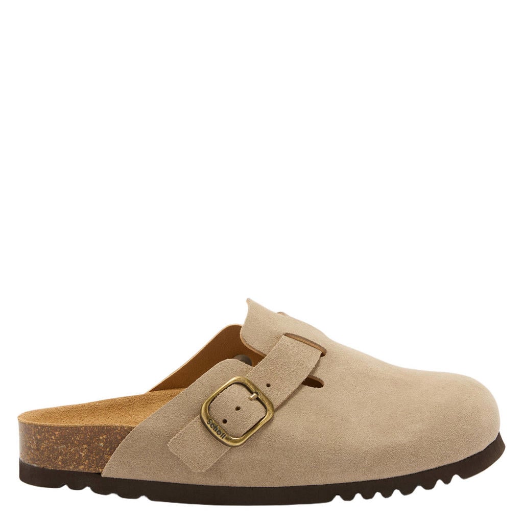 Beige dames Scholl suède clogs