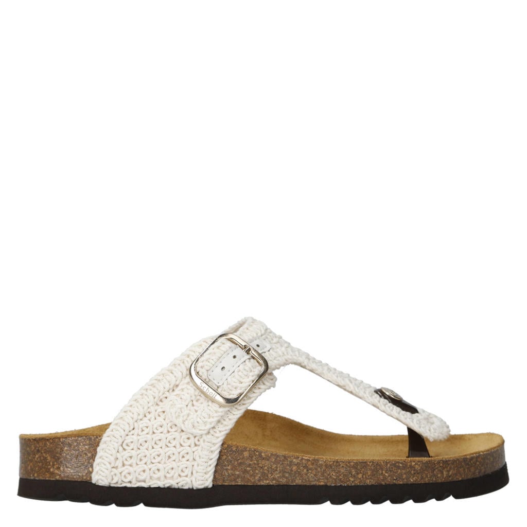 Ecru dames Scholl Anais teenslippers van textiel