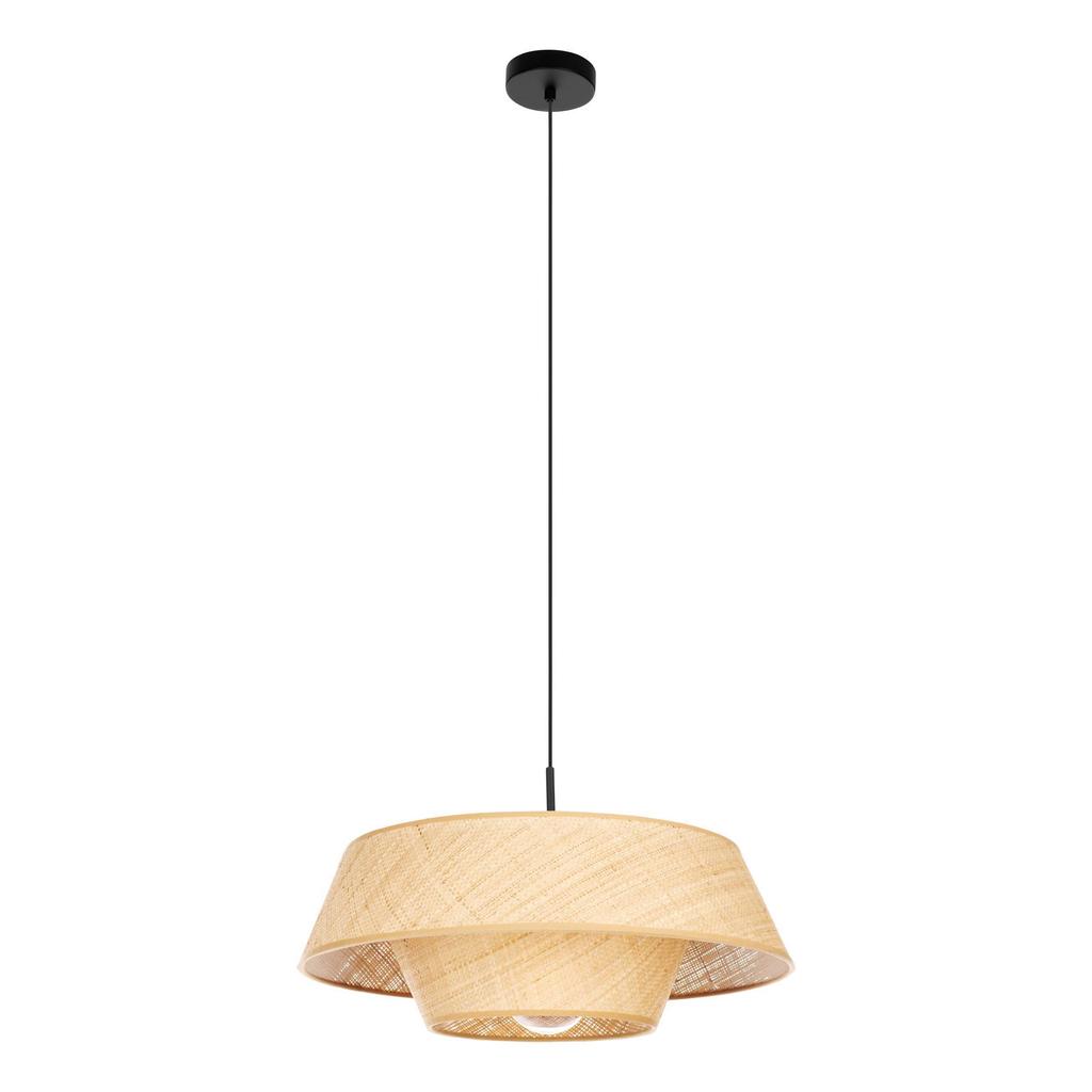 EGLO Marford Hanglamp - E27 - Ø 50 cm - Zwart|Natuur|Raffia